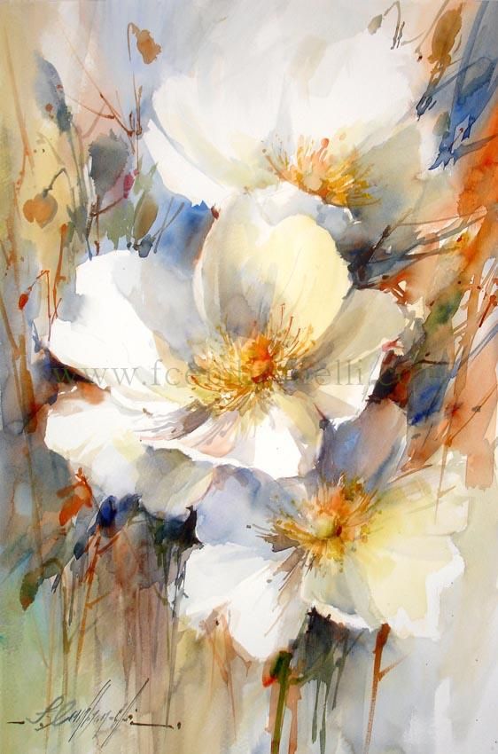 562x850 Fabio Cembranelli - Painting White Flowers In Watercolor