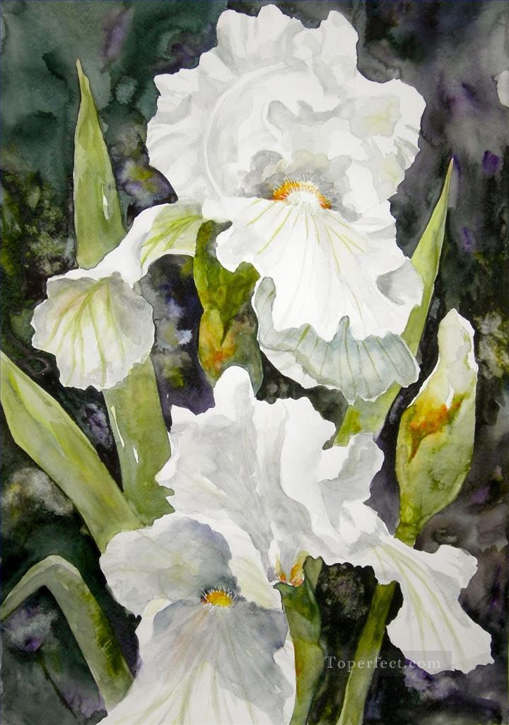 720x1025 White Flower Watercolor Painting In Oil For Sale - Painting White Flowers In Watercolor