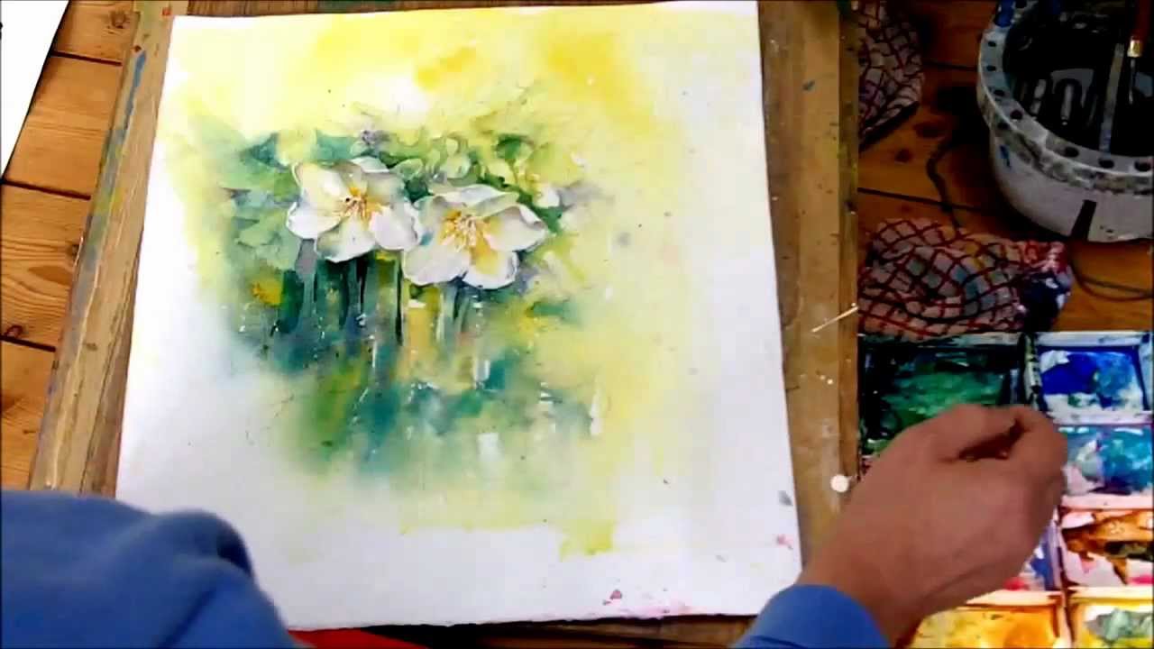 1280x720 How To Paint White Flowers In Watercolour By Sheila Gill - Painting White Flowers In Watercolor