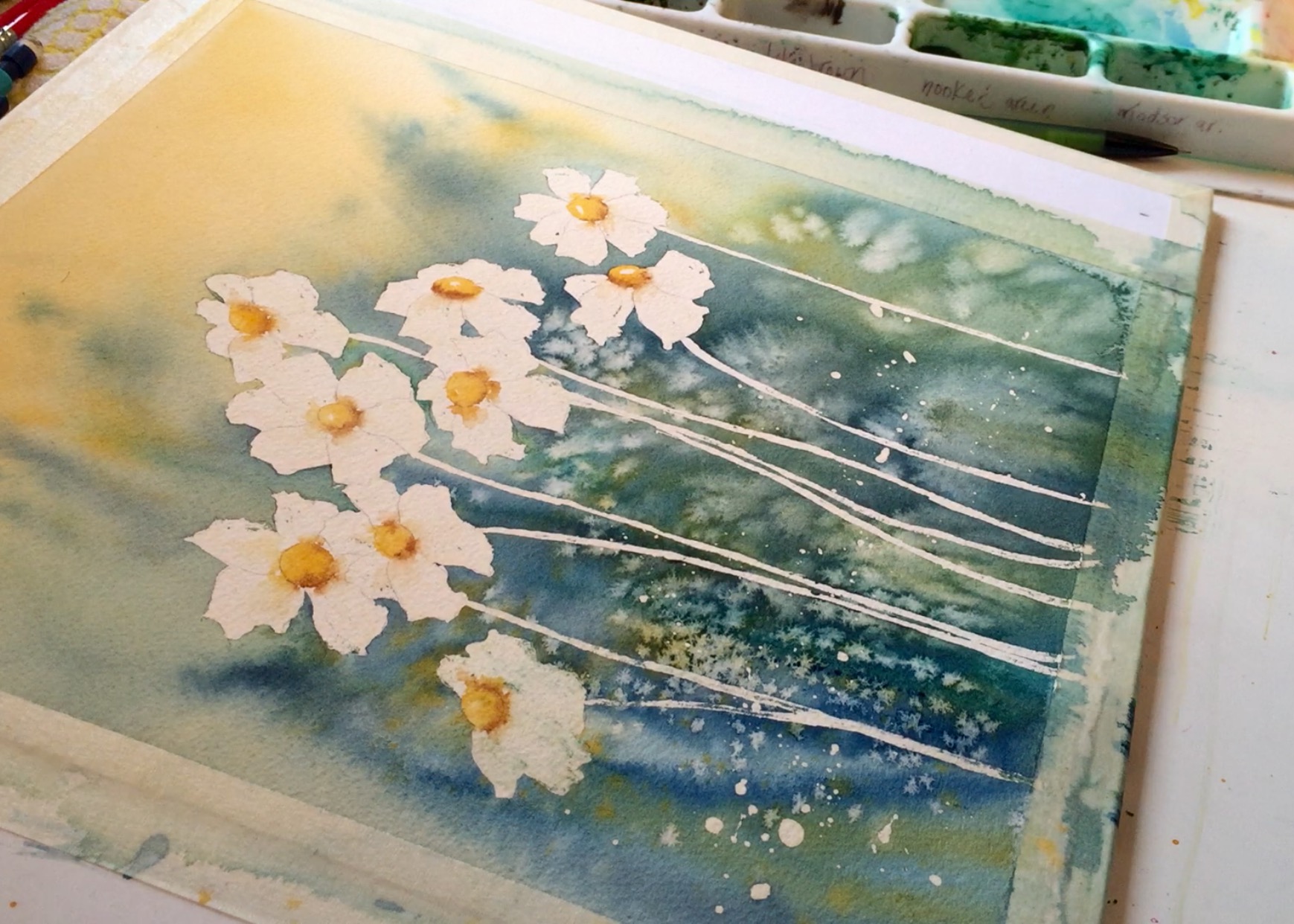 1739x1242 How To Paint A Daisy In Watercolor - Paintings Of Daisies In Watercolor