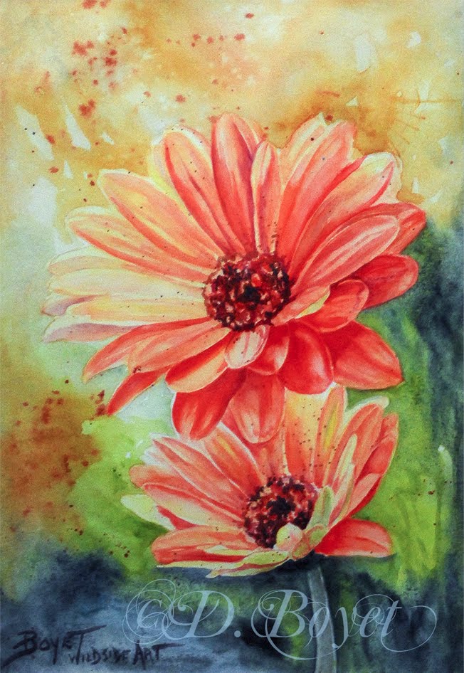 652x946 Wildside Art...for Really Wild Art Gerber Daisy Watercolor - Paintings Of Daisies In Watercolor