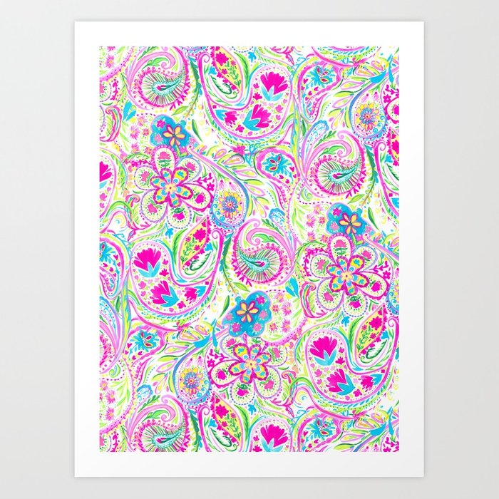 700x700 Paisley Watercolor Brights Art Print By Mjmstudio Society6 - Paisley Watercolor