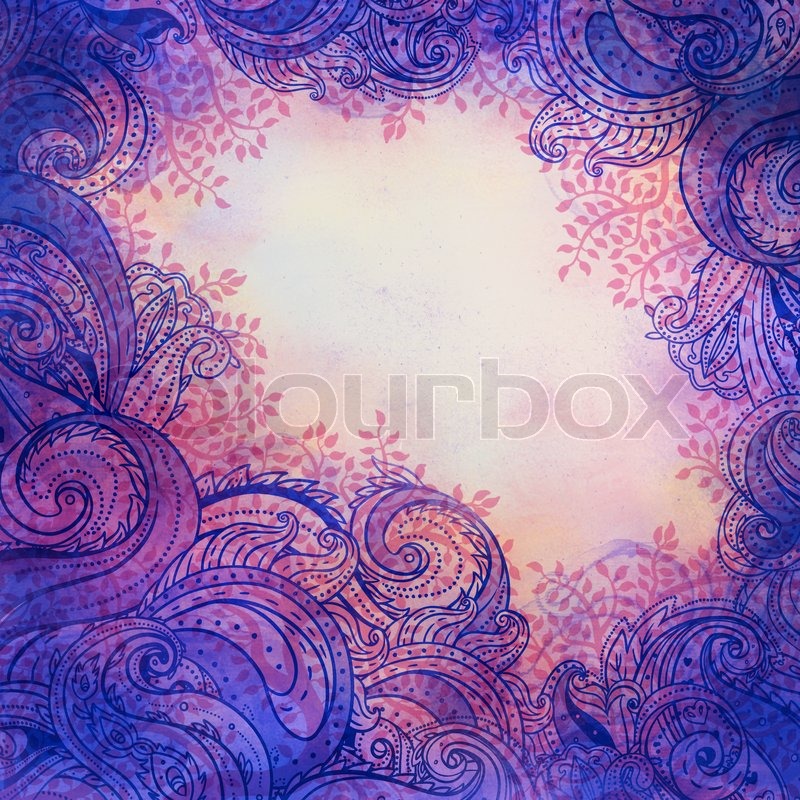 800x800 Paisley Patterned Frame, Trendy Modern Wallpaper Or Textile - Paisley Watercolor