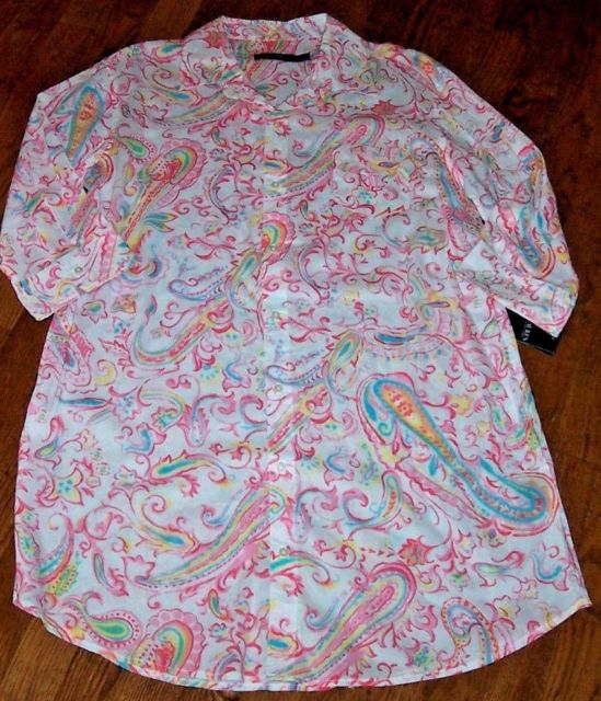 549x640 Ralph Lauren Pinkgreen Watercolor Paisley Sleep Shirt Nightgown - Paisley Watercolor