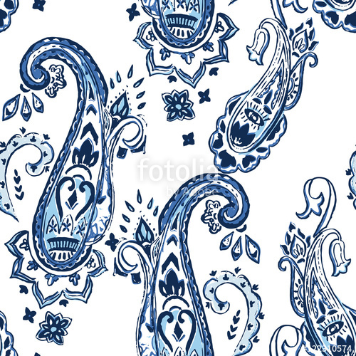 500x500 Seamless Watercolor Paisley Pattern. Ethnic Print Stock Image And - Paisley Watercolor