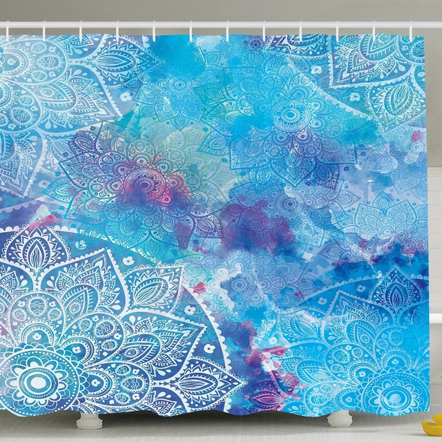 640x640 Batik Decor Shower Curtain Artistic Paisley Floral White Lace - Paisley Watercolor