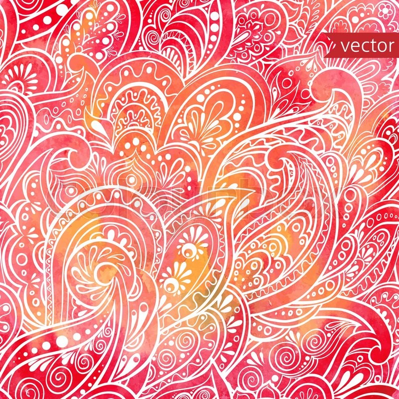 800x800 Watercolor Background With Seamless Paisley Pattern Stock Vector - Paisley Watercolor
