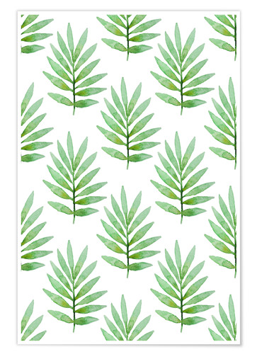 363x500 Palm Leaves Watercolor Poster Posterlounge - Palm Leaves Watercolor