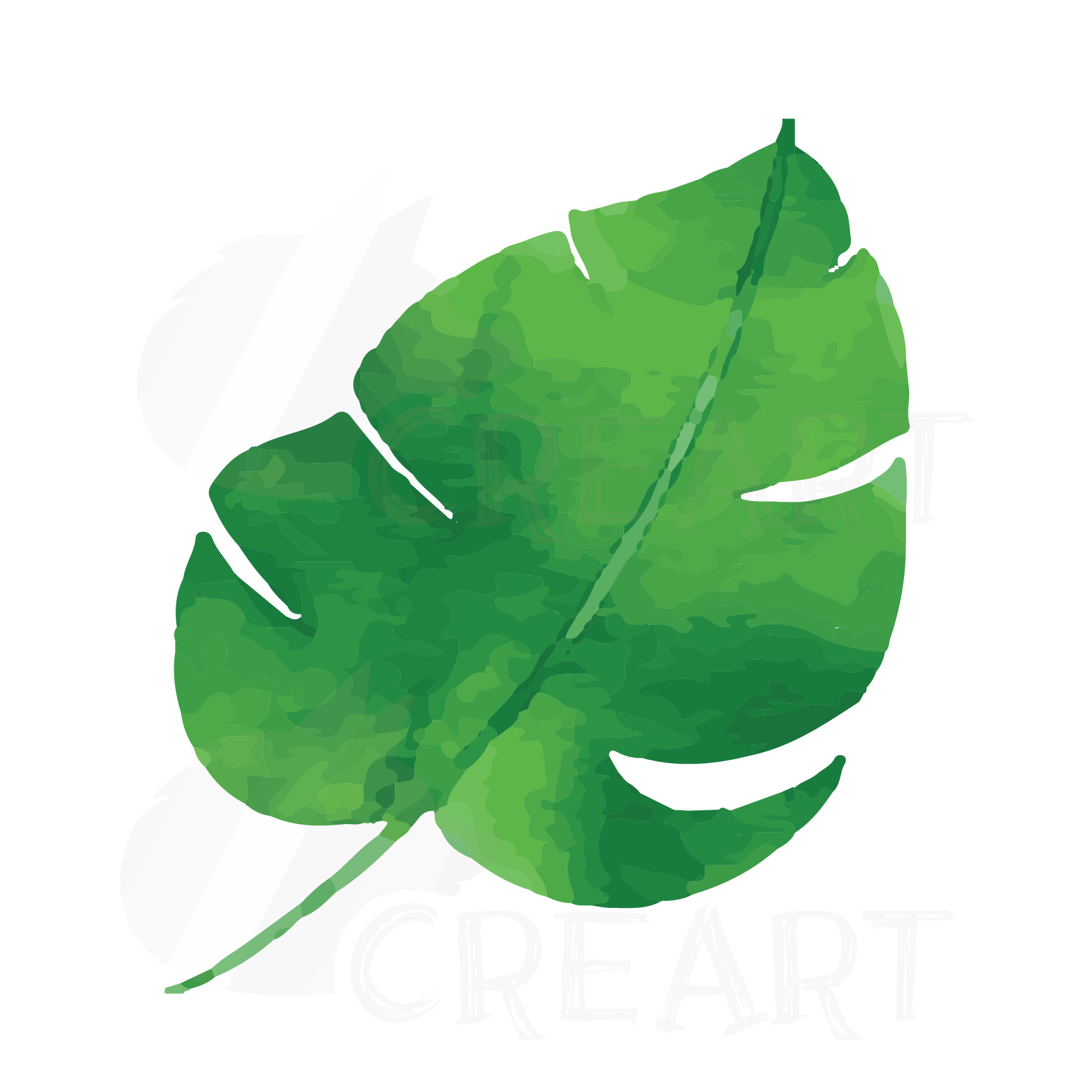 1667x1667 Palm Leaves Watercolor Clip Art Pack, Tropical Leafs Collection - Palm Leaves Watercolor