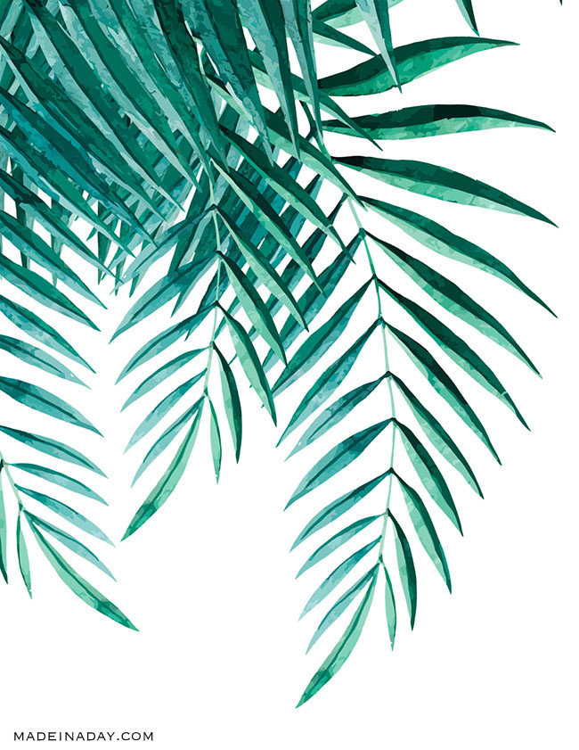 650x841 Tropical Palm Watercolor Wall Art Printables Made In A Day - Palm Leaves Watercolor