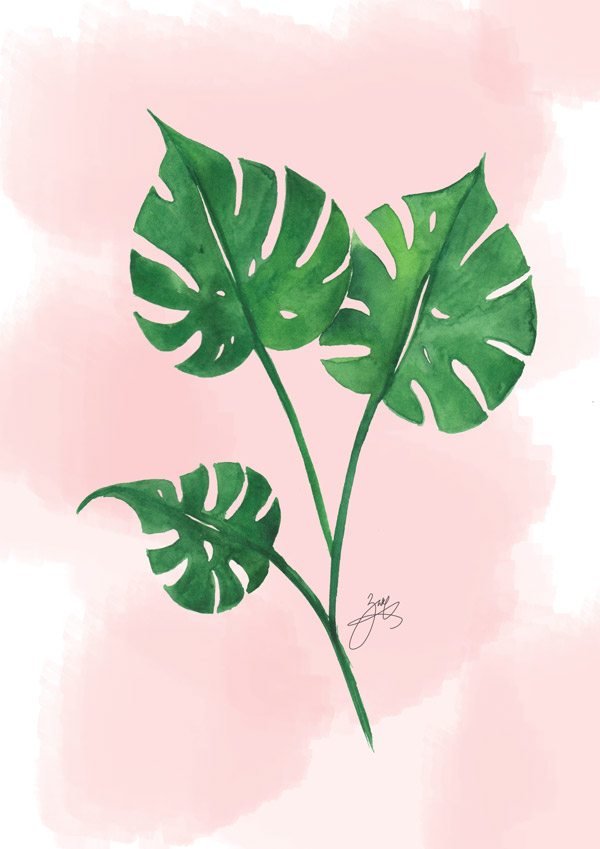 600x849 Watercolor Tropical Leaf Tutorial Dawn Nicole - Palm Leaves Watercolor