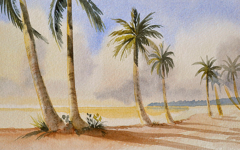 764x480 Palm Tree Watercolor Painting - Palm Tree Watercolor Paintings