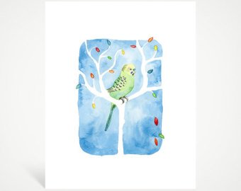 340x270 Parakeet Watercolor Etsy - Parakeet Watercolor