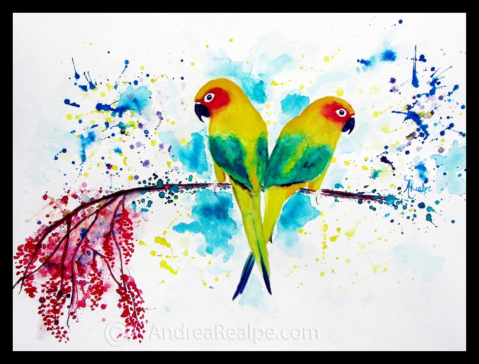 974x740 Sun Parakeet Watercolor Painting Angy Paints - Parakeet Watercolor