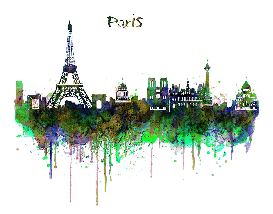 900x707 Paris Skyline Watercolor Painting By Marian Voicu - Paris Watercolor