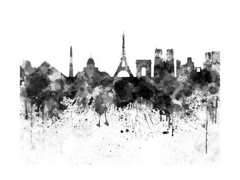 473x355 Paris Skyline In Black Watercolor Poster By Paulrommer - Paris Watercolor