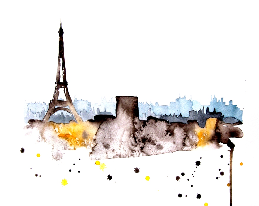 880x700 Paris Watercolor Art Print - Paris Watercolor
