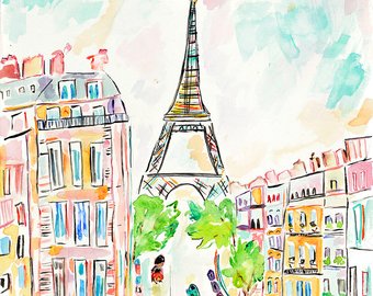 340x270 Paris Watercolor Etsy - Paris Watercolor