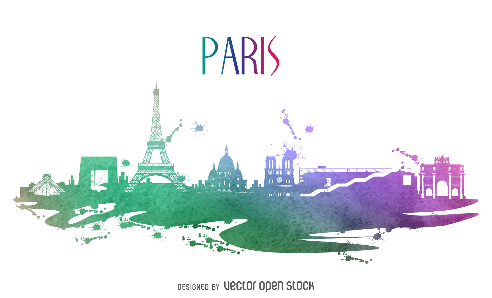 1650x1002 Paris Watercolor Skyline Silhouette - Paris Watercolor