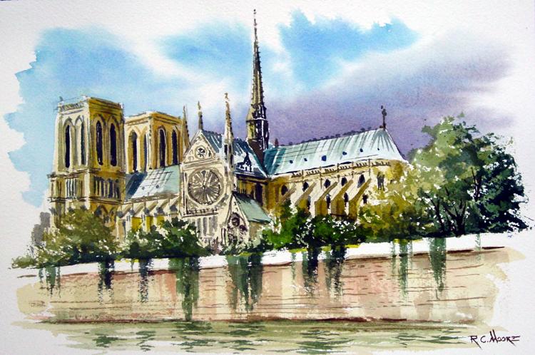 750x498 Watercolor Painting Of Notre Dame, Paris - Paris Watercolor
