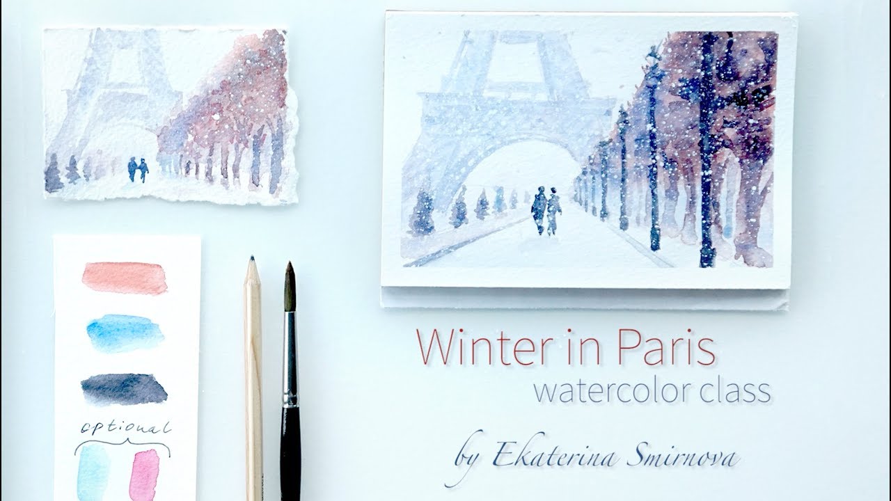1280x720 Winter In Paris. Watercolor Step By Step - Paris Watercolor
