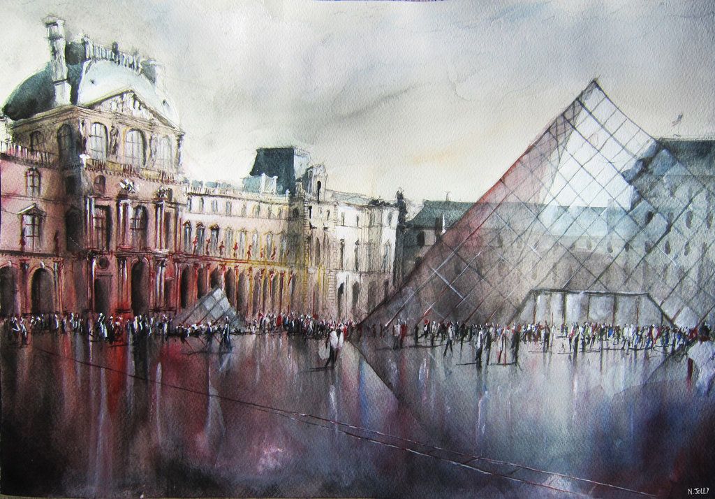 1024x714 Le Louvre - Paris Watercolor