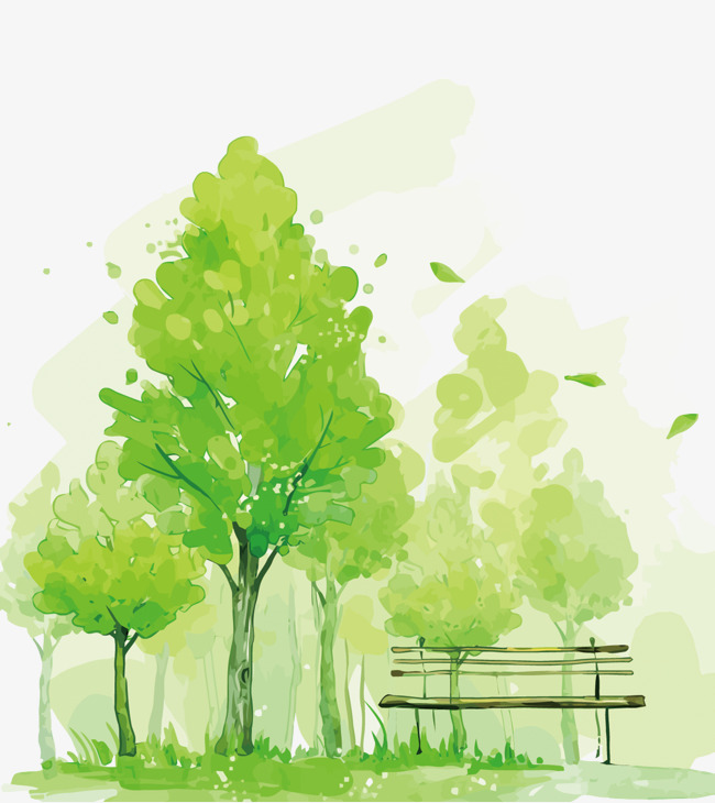 650x730 Vector Green Trees, Green, Watercolor, Park Png And Vector For - Park Watercolor
