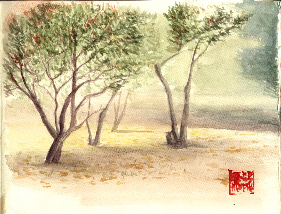 900x685 Watercolor Park By Ritam - Park Watercolor