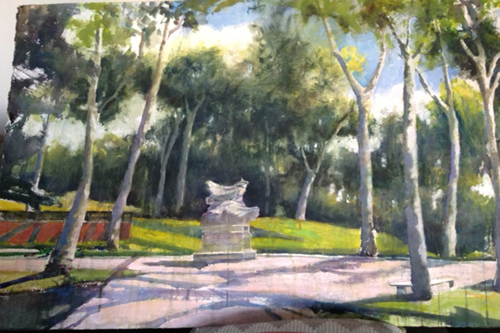 500x333 Central Park Watercolors - Park Watercolor