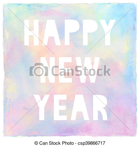 450x470 Happy New Year On Pastel Watercolor Background. - Pastel Watercolor Background