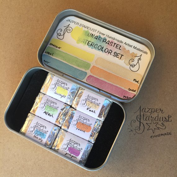 570x570 Lunar Pastel Travel Watercolor Set Of 6 Artisan Handmade Etsy - Pastel Watercolor Set
