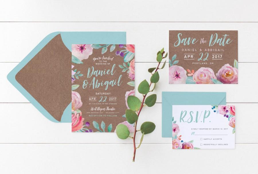 900x608 Printable Wedding Invitation Suite Pastel Watercolor Floral On - Pastel Watercolor Set