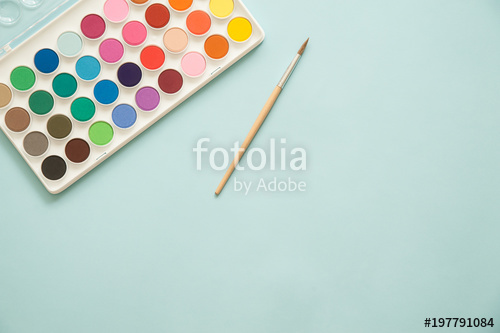 500x333 Watercolors Set On Pastel Color Background. Stock Photo And - Pastel Watercolor Set