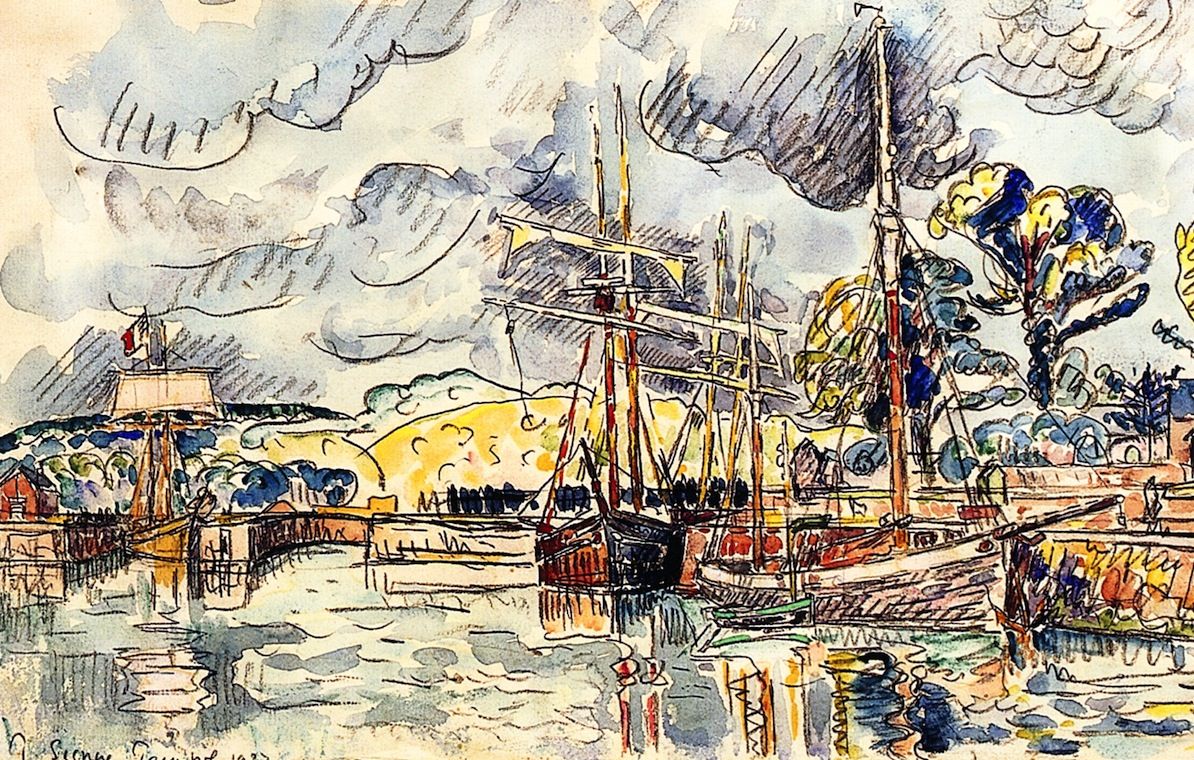 1194x760 Paul Signac, Port Scene, 1927. Great Watercolors - Paul Signac Watercolors