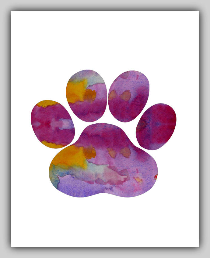 690x845 Dog Paw Print, Dog Paw Prints, Watercolor, By Bittenbyermines - Paw Print Watercolor