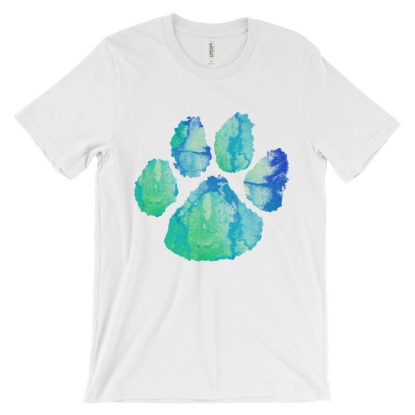 600x600 Watercolor Paw Print T Shirt Blue - Paw Print Watercolor