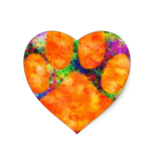 540x540 Dog Paw Print Watercolor Heart Sticker - Paw Print Watercolor