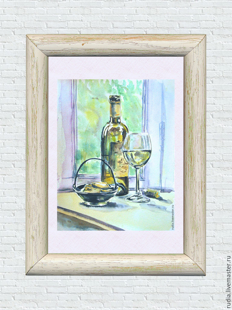 768x1024 Watercolor Peace Of The Evening White Wine Watercolor Painting - Peace Watercolor