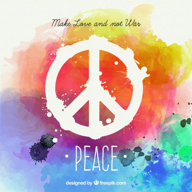 626x626 Watercolor Peace Card In Colorful Style Vector Premium Download - Peace Watercolor