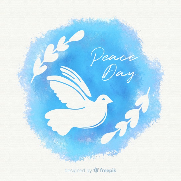 626x626 Watercolor Peace Day Composition With Lovely Dove Vector Free - Peace Watercolor