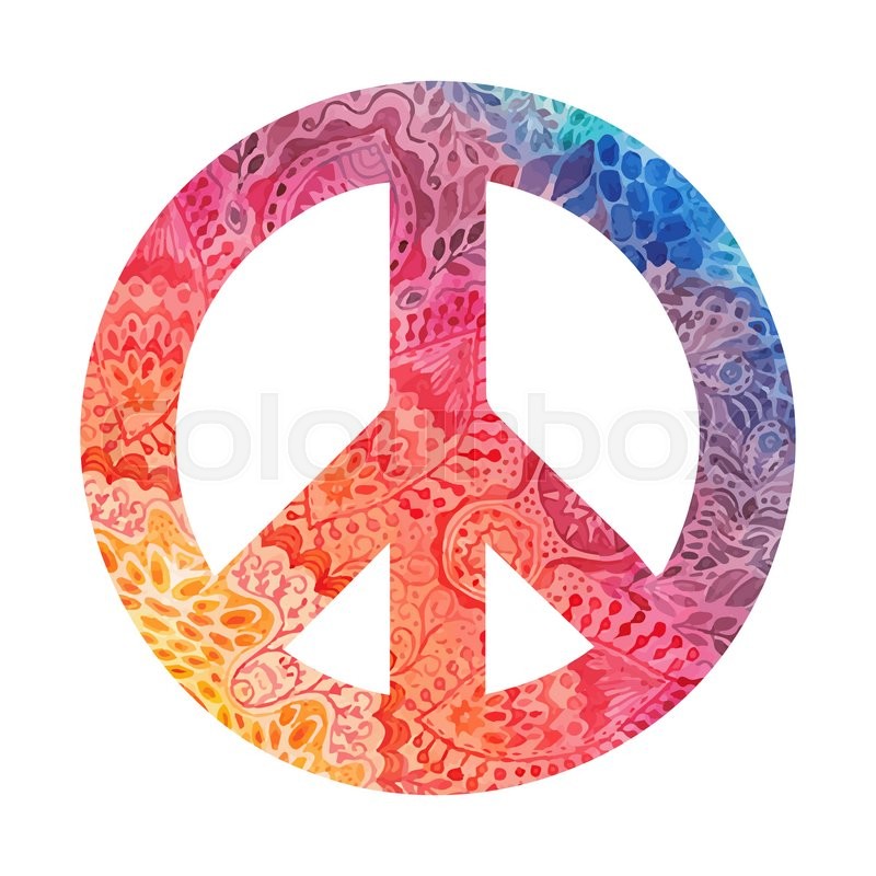 800x800 Watercolor Peace Symbol Made Of Painted Zentangles, Pacifism Sign - Peace Watercolor