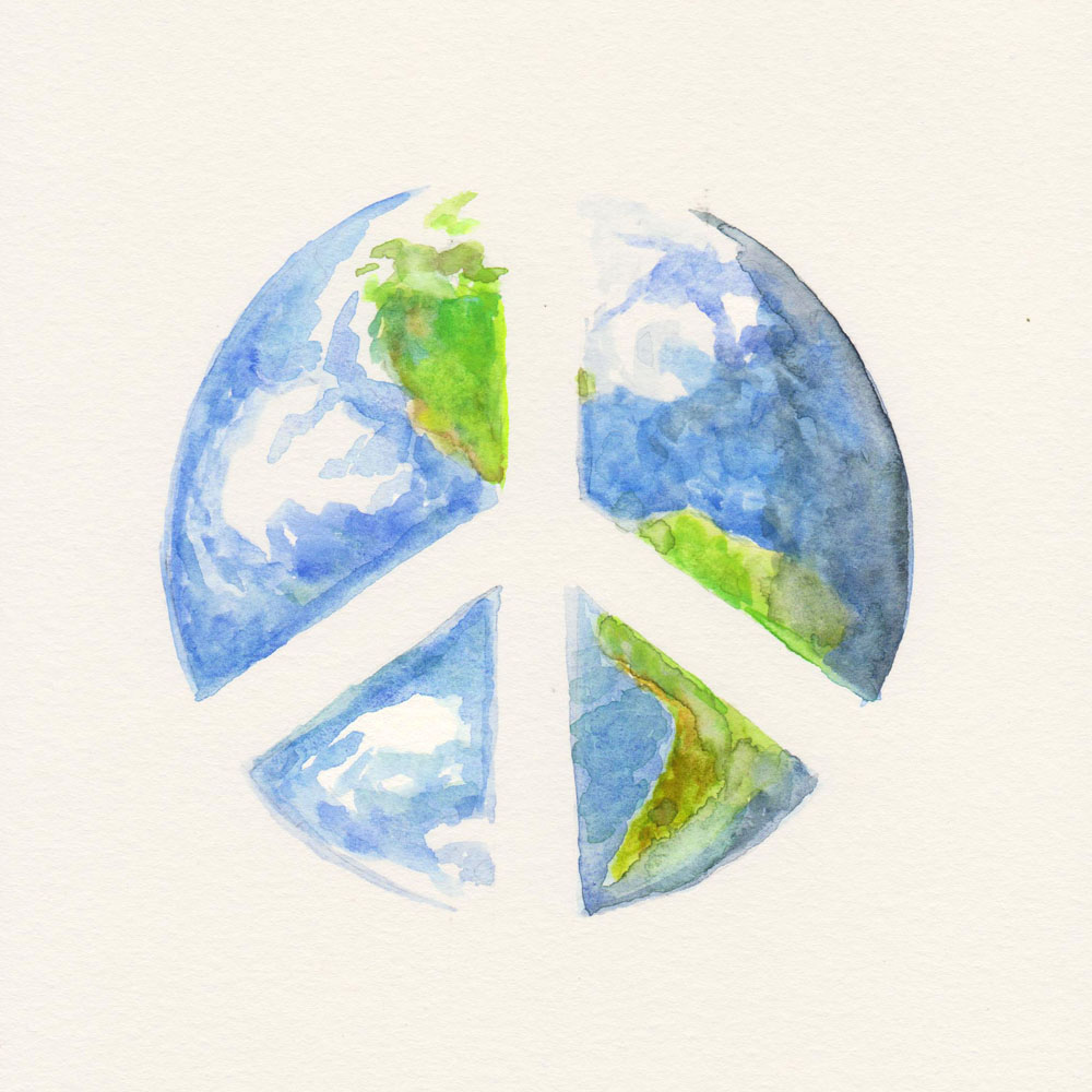 1000x1000 Peace On Earth Schubart - Peace Watercolor
