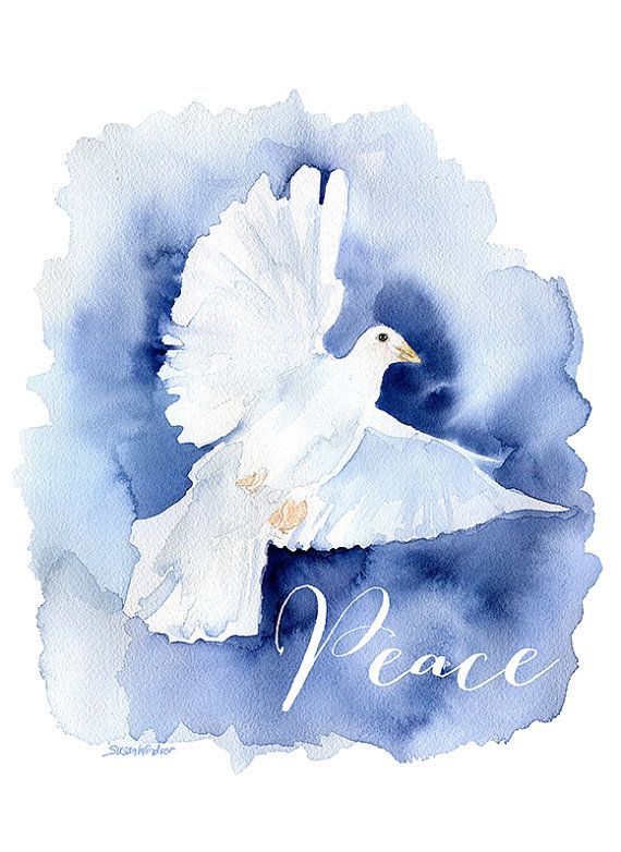570x782 Christmas Cards Peace Dove Set Of 10 Susan Windsor Watercolors - Peace Watercolor
