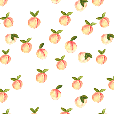 470x469 Watercolor Peaches White Fabric - Peach Watercolor