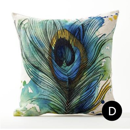 450x450 Watercolor Peacock Feather Throw Pillows For Living Room Linen - Peacock Watercolor