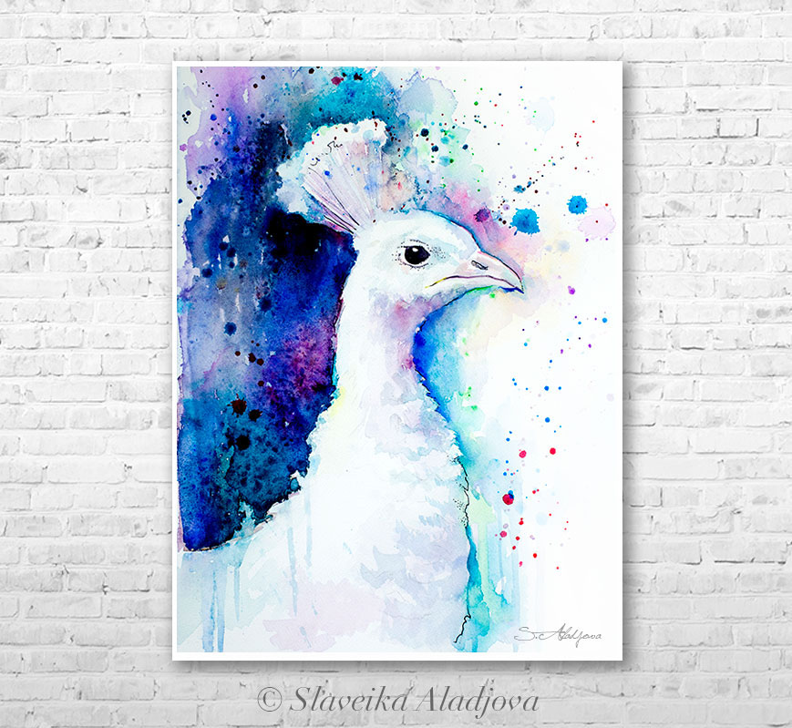 869x799 White Peacock Watercolor Painting By Slaveika Aladjova On Behance - Peacock Watercolor
