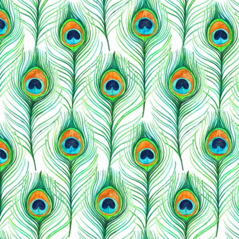 470x470 Emerald Watercolor Peacock Feathers On White Wallpaper - Peacock Watercolor