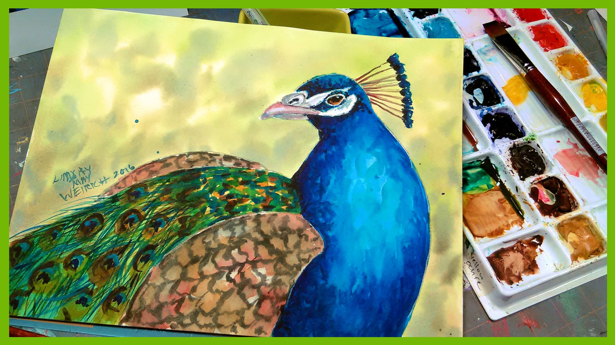 2560x1440 Live Peacock In Watercolor Painting Tutorial 1230pm Et - Peacock Watercolor