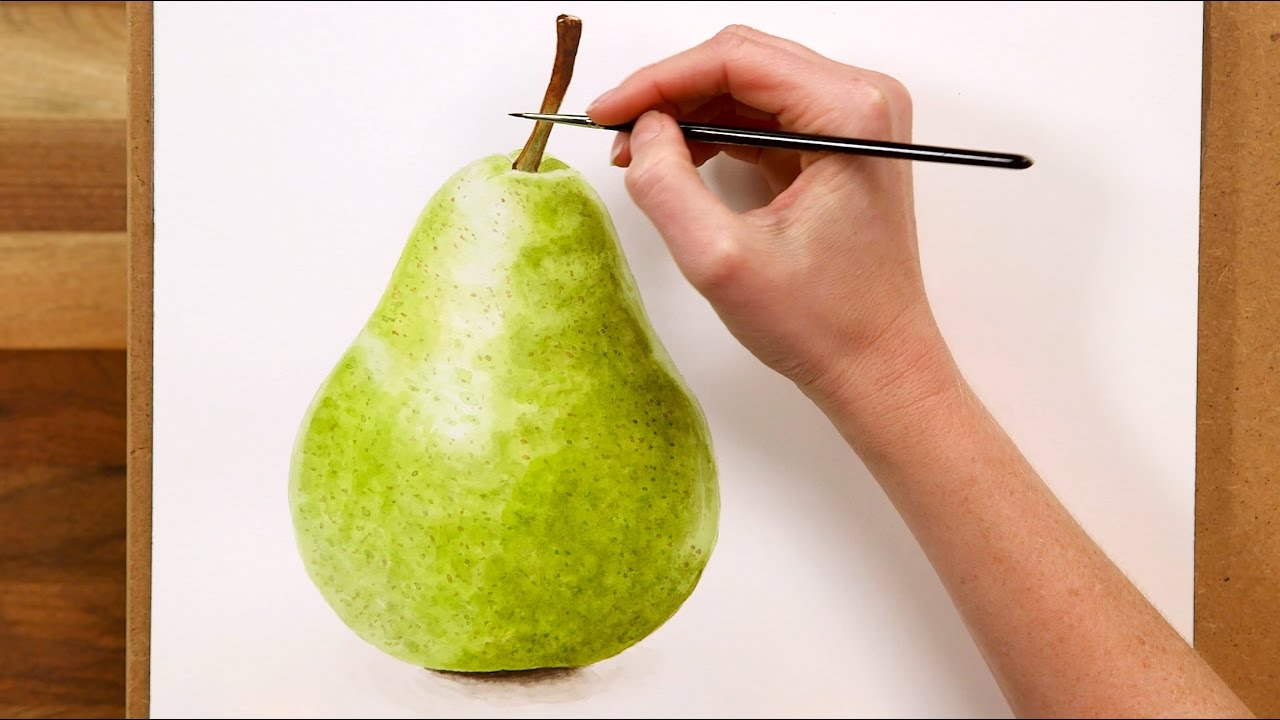 1280x720 How To Paint A Realistic Pear In Watercolour (Preview Of A Free - Pear Watercolor