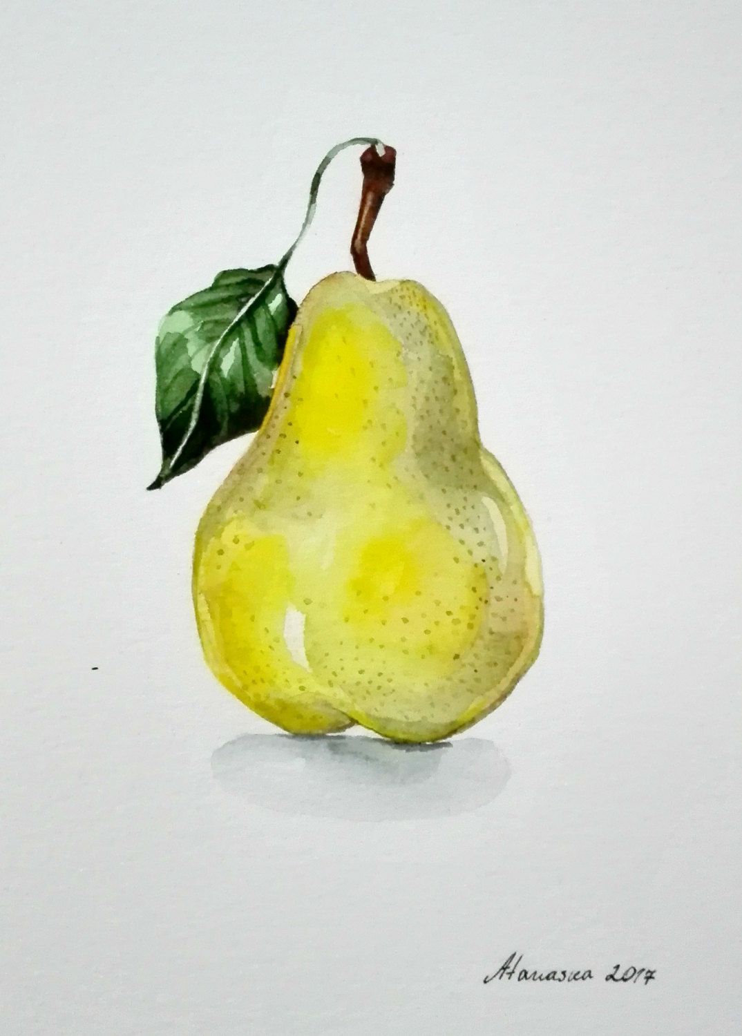 1074x1500 Pear Watercolor Original Painting Kitchen Wall Art Fruit - Pear Watercolor